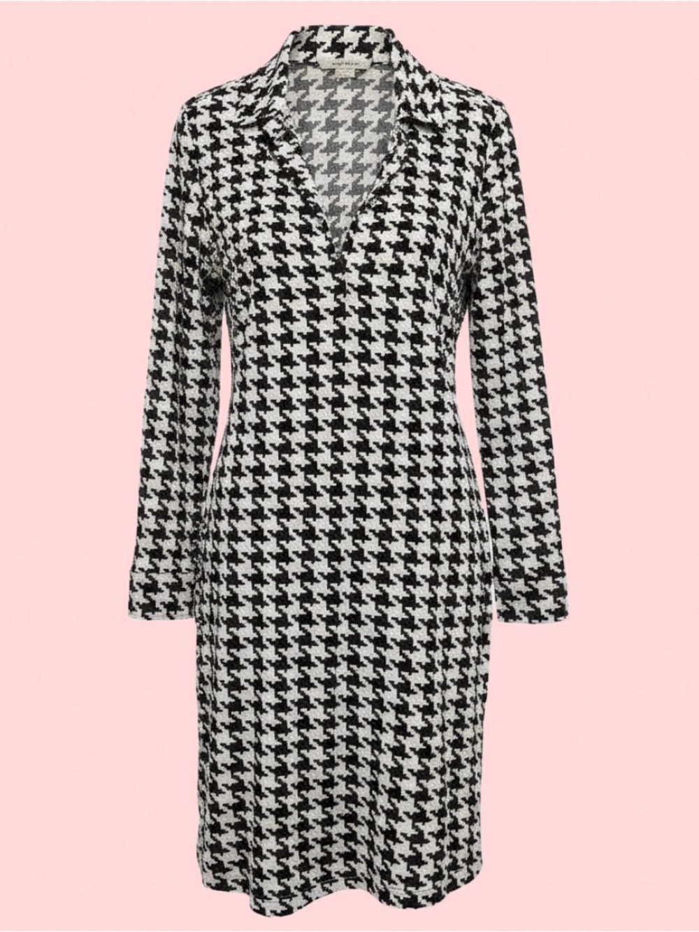 Anne Klein Chic Houndstooth Pattern Shirt Dress (M) Corporate-Core Office Siren
